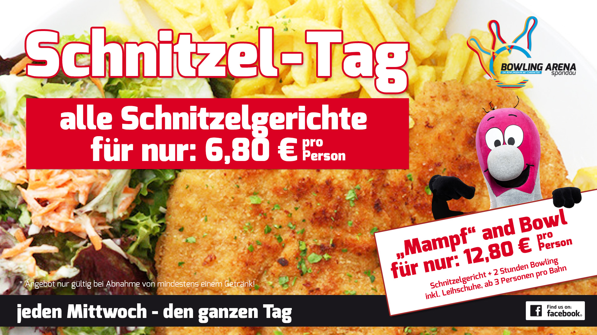 Mittwoch ist Schnitzel-Tag in der Bowling Arena Spandau